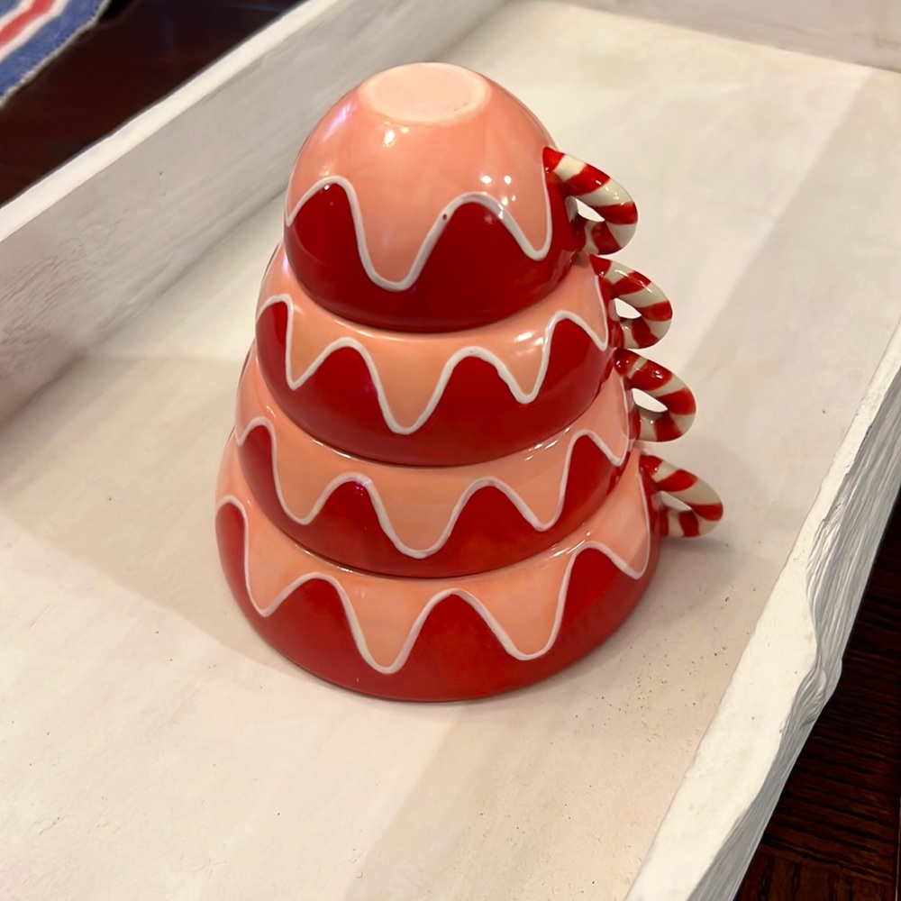 Russ Bonnie Lynn Nesting CandyCane Measuring Cups 1990s Very Rare Collector